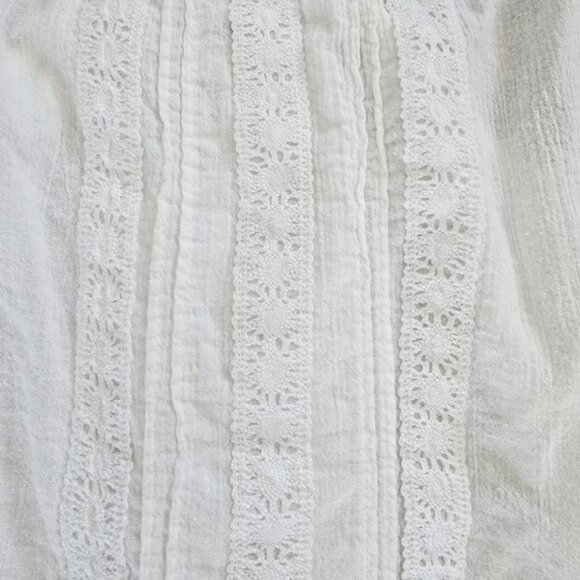 Women's Bohemian White Lace Sleeveless Tank Top Size Large Babydoll Flowy Boho - Picture 10 of 15